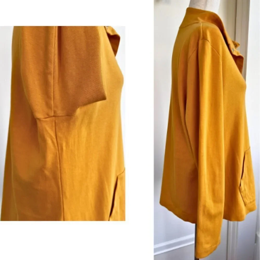 ISAAC MIZRAHI LIVE! Snap Henley Knit Pullover in Mustard Yellow Size L - Picture 5 of 14